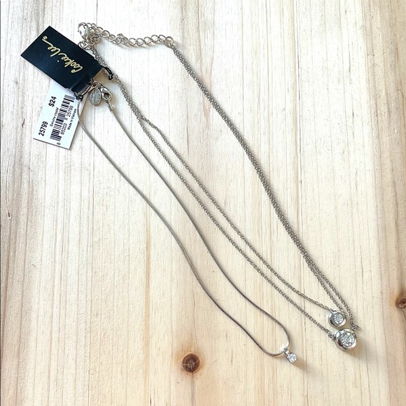 Cookie Lee cubic zirconia necklace lot 2 tiny cz choker NWT - Picture 5 of 6